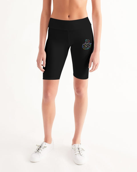 OBW Multicolor Black Emblem Women's Mid-Rise Bike Shorts