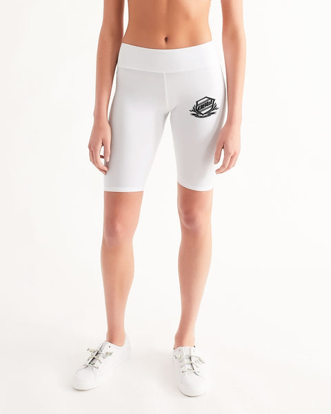 OBW Emblem White Women's Mid-Rise Bike Shorts