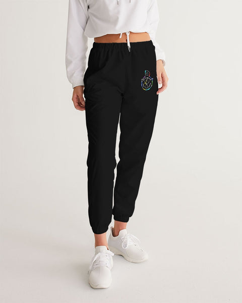 Womens Track Pants - Black & White Blessed Graphic Sports Pants