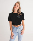 OBW Multicolor Black Emblem Women's Twist-Front Cropped Tee