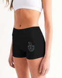 OBW Multicolor Black Emblem Women's Mid-Rise Yoga Shorts