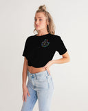 OBW Multicolor Black Emblem Women's Twist-Front Cropped Tee