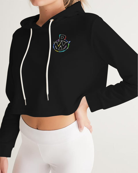 OBW Multicolor Black Emblem Women's Cropped Hoodie