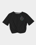 OBW Multicolor Black Emblem Women's Twist-Front Cropped Tee